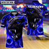 BlueJose Bowling And Pins Thunder Black Panther Customized Name, Team Name 3D Shirt (4 Colors)