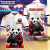 BlueJose Bowling And Pins Master Panda Customized Name, Team Name 3D Shirt (4 Colors)