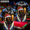 BlueJose Bowling And Pins Santa Fire Strike With Beer Design Customized Name, Team Name 3D Shirt (4 Colors)