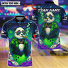 BlueJose Bowling And Pins Panda 420 Smoking Neon Design Customized Name, Team Name 3D Shirt (4 Colors)