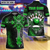 BlueJose Bowling And Pins Holy Cross Customized Name, Team Name 3D Shirt (4 Colors)