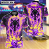 BlueJose Bowling And Pins Menacing Flaming Wolf Customized Name, Team Name 3D Shirt (4 Colors)