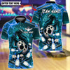 BlueJose Bowling And Pins Dragon Mother And Child With Skull Bowling Design Customized Name, Team Name 3D Shirt (4 Colors)