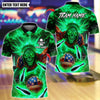 BlueJose Bowling And Pins Skull Liberty Design Customized Name, Team Name 3D Shirt (4 Colors)