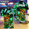 BlueJose Bowling And Pins  King Mardi Gras Teddy Bear Customized Name, Team Name 3D Shirt (4 Colors)