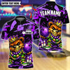 BlueJose Bowling And Pins  King Mardi Gras Teddy Bear Customized Name, Team Name 3D Shirt (4 Colors)