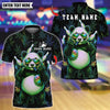 BlueJose Bowling And Pins Panda 420 Leaf Neon Glow Design Customized Name, Team Name 3D Shirt (4 Colors)