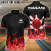 BlueJose Bowling And Pins Ink Fire Pattern Customized Name 3D Shirt (4 Colors)