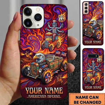BlueJose Hot Rod T Bucket Eagle Head Americana Inferno Uncle Sam Route 66 Personalized Phone Case