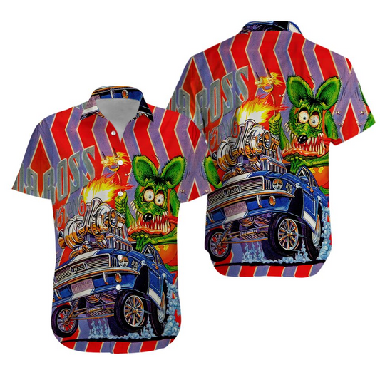 Bluejose Rat Fink Rattail Hot Rod Hawaiian Shirt