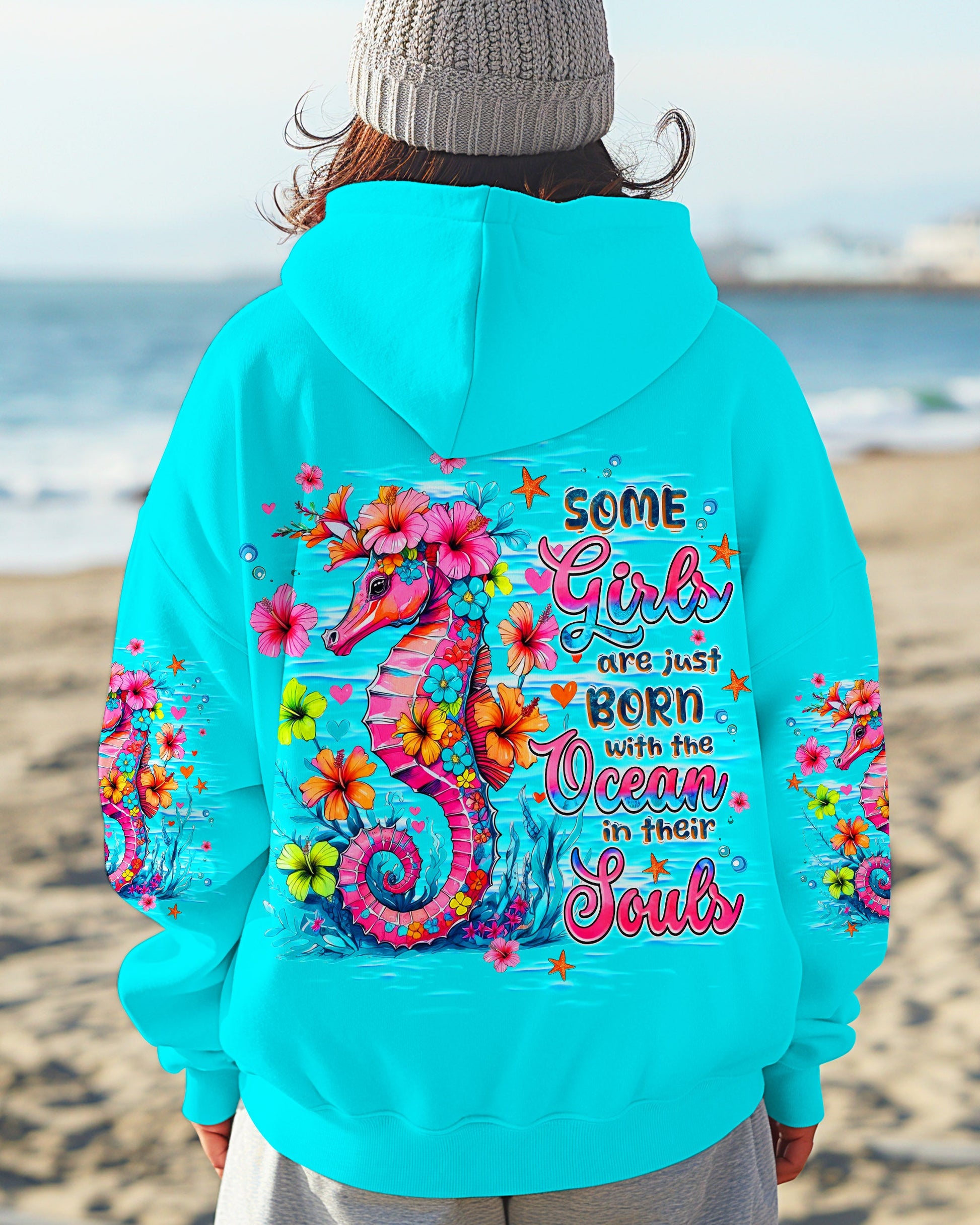 SOME GIRLS ARE JUST BORN SEAHORSE WATERCOLOR ALL OVER PRINT - TLNZ1109252