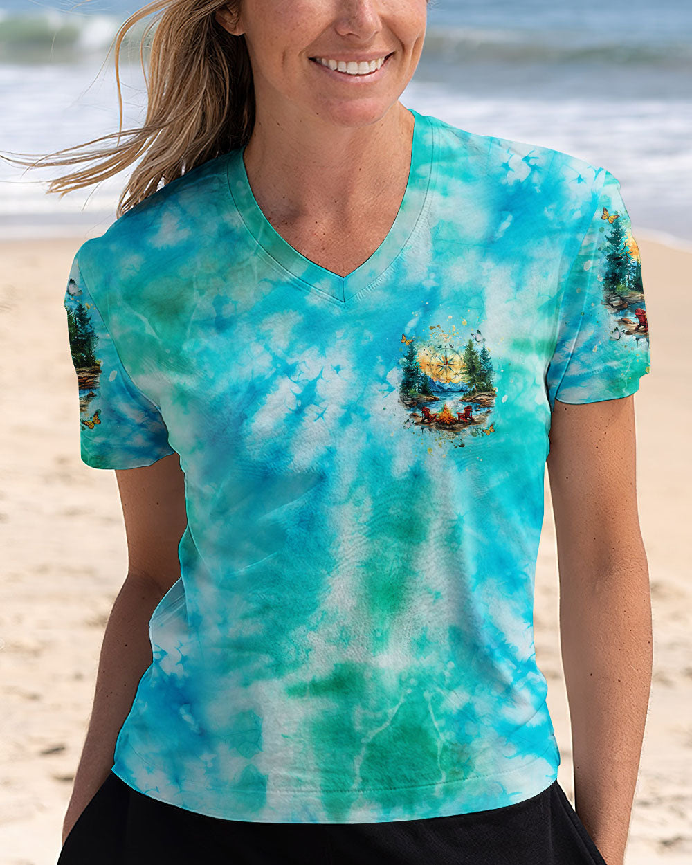 MEET ME AT MY HAPPY PLACE CAMPFIRE TIE DYE ALL OVER PRINT  - TLHG1111243