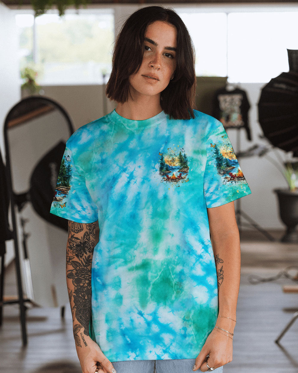MEET ME AT MY HAPPY PLACE CAMPFIRE TIE DYE ALL OVER PRINT  - TLHG1111243