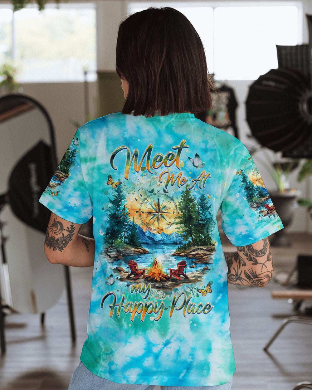  MEET ME AT MY HAPPY PLACE CAMPFIRE TIE DYE ALL OVER PRINT - TLHG1111243
