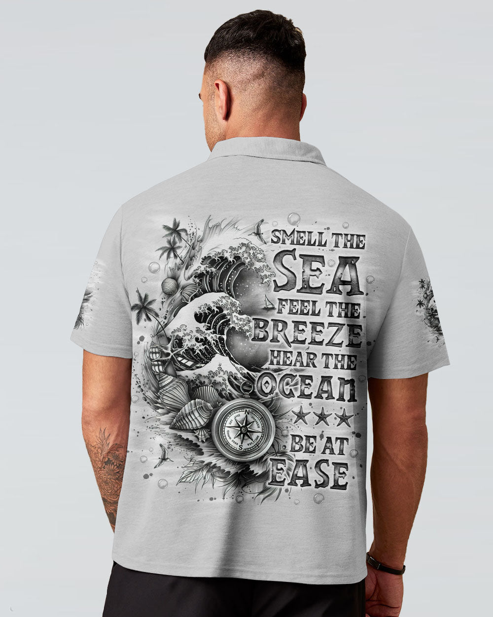 SMELL THE SEA FEEL THE BREEZE COMPASS WAVES ALL OVER PRINT - TLNO1303252
