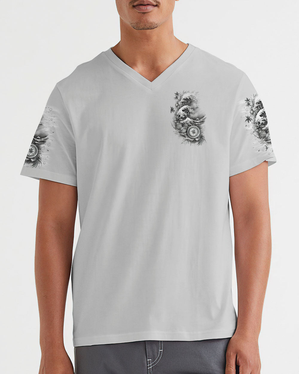 SMELL THE SEA FEEL THE BREEZE COMPASS WAVES ALL OVER PRINT - TLNO1303252