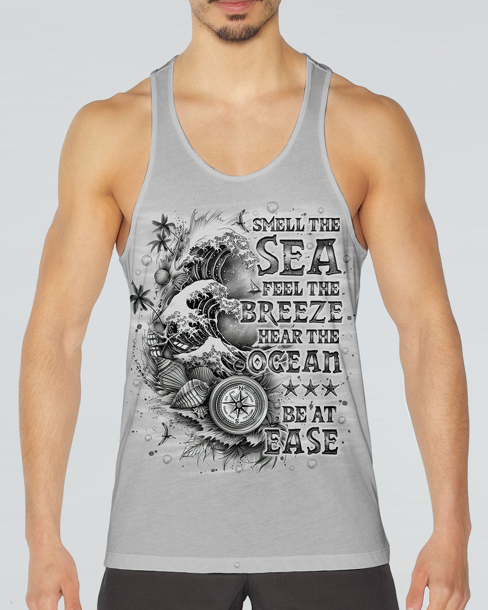 SMELL THE SEA FEEL THE BREEZE COMPASS WAVES ALL OVER PRINT - TLNO1303252