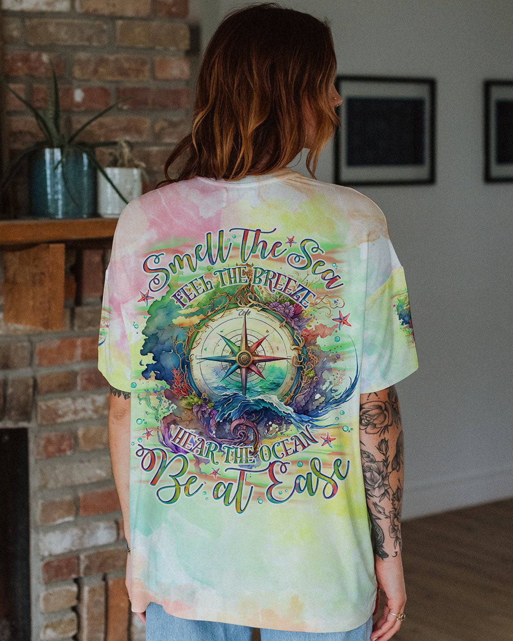 SMELL THE SEA FEEL THE BREEZE COMPASS ALL OVER PRINT - TLNO1409243