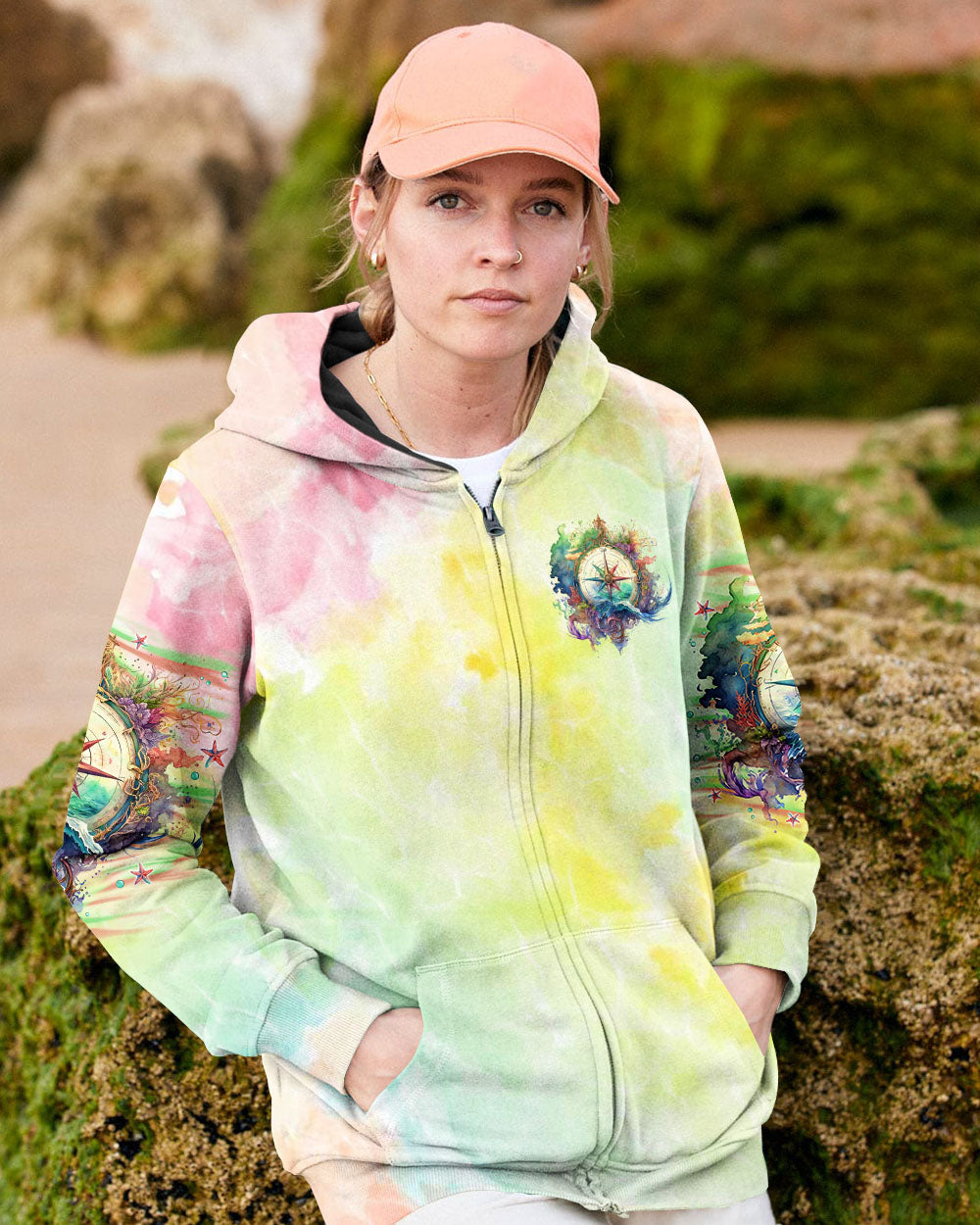 SMELL THE SEA FEEL THE BREEZE COMPASS ALL OVER PRINT - TLNO1409243
