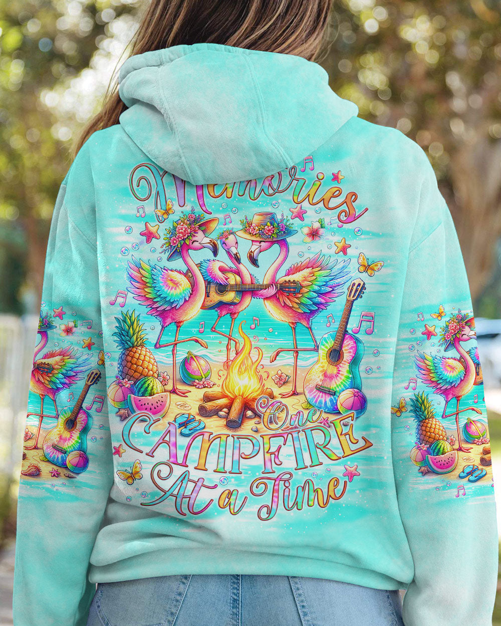 MAKING MEMORIES ONE CAMPFIRE AT A TIME FLAMINGO ALL OVER PRINT - TLNO2006243