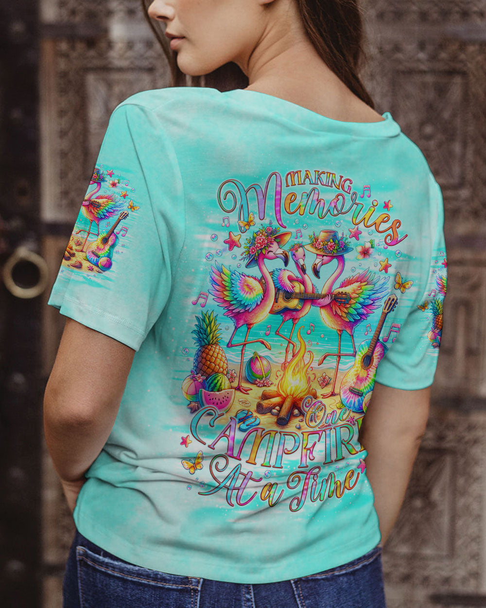 MAKING MEMORIES ONE CAMPFIRE AT A TIME FLAMINGO ALL OVER PRINT - TLNO2006243