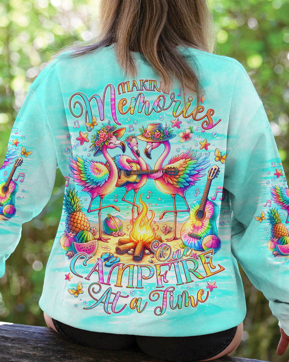 MAKING MEMORIES ONE CAMPFIRE AT A TIME FLAMINGO ALL OVER PRINT - TLNO2006243