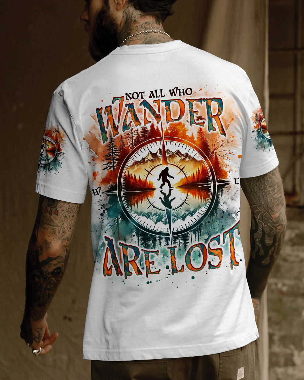  NOT ALL WHO WANDER ARE LOST BIGFOOT COMPASS ALL OVER PRINT - TLNO2012243