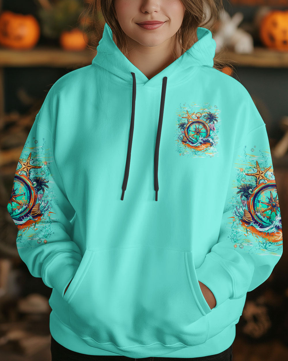 SMELL THE SEA FEEL THE BREEZE COMPASS ALL OVER PRINT - TLNT0204251