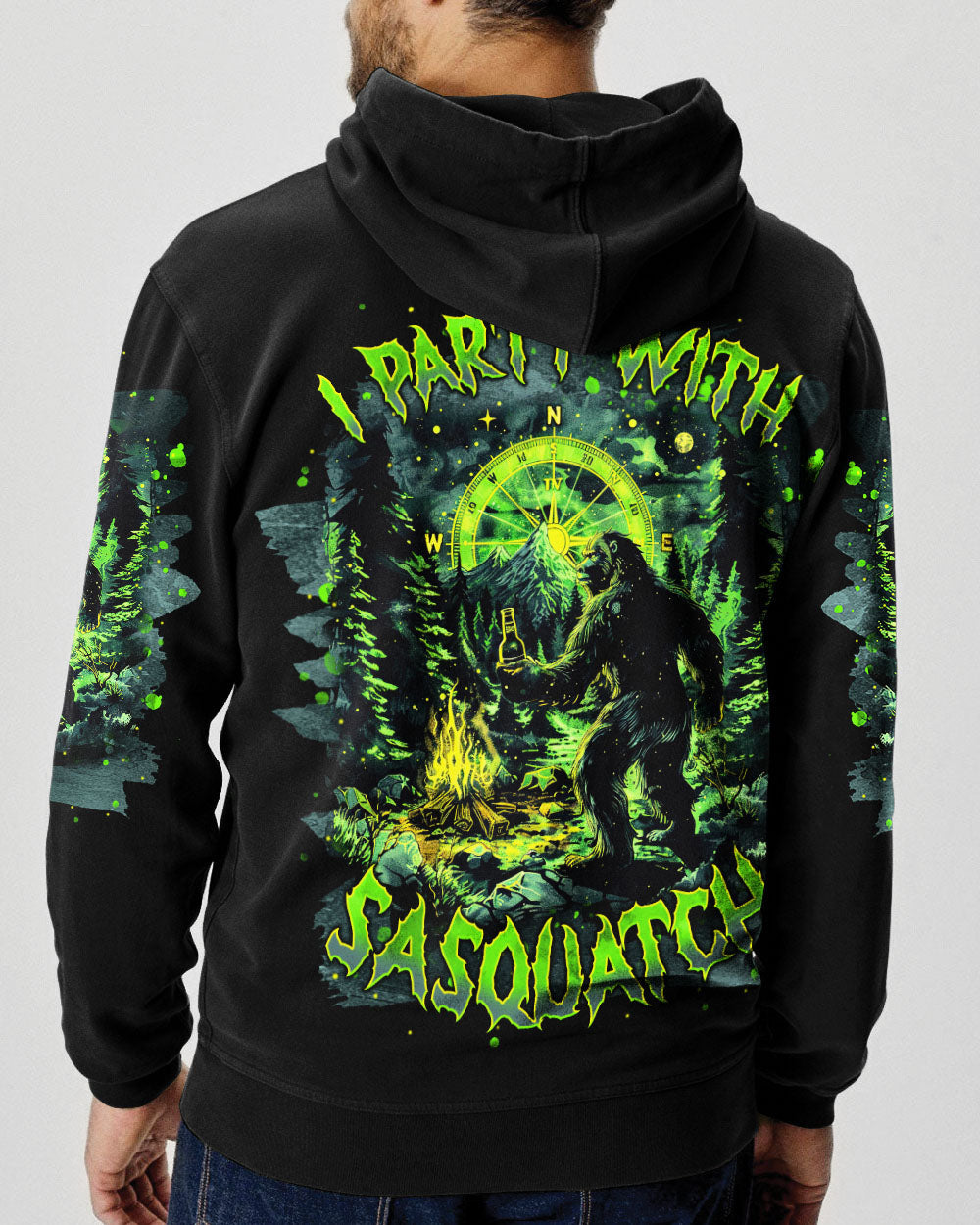 I PARTY WITH SASQUATCH BIGFOOT ALL OVER PRINT - TLNT0303251