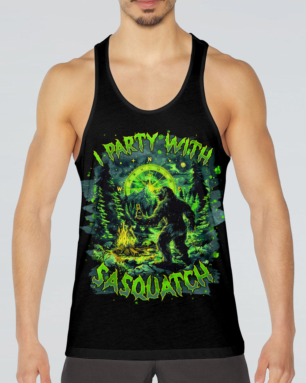 I PARTY WITH SASQUATCH BIGFOOT ALL OVER PRINT - TLNT0303251
