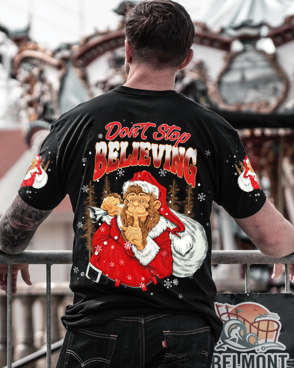 DON'T STOP BELIEVING BIGFOOT CHRISTMAS ALL OVER PRINT - TLNT0511251