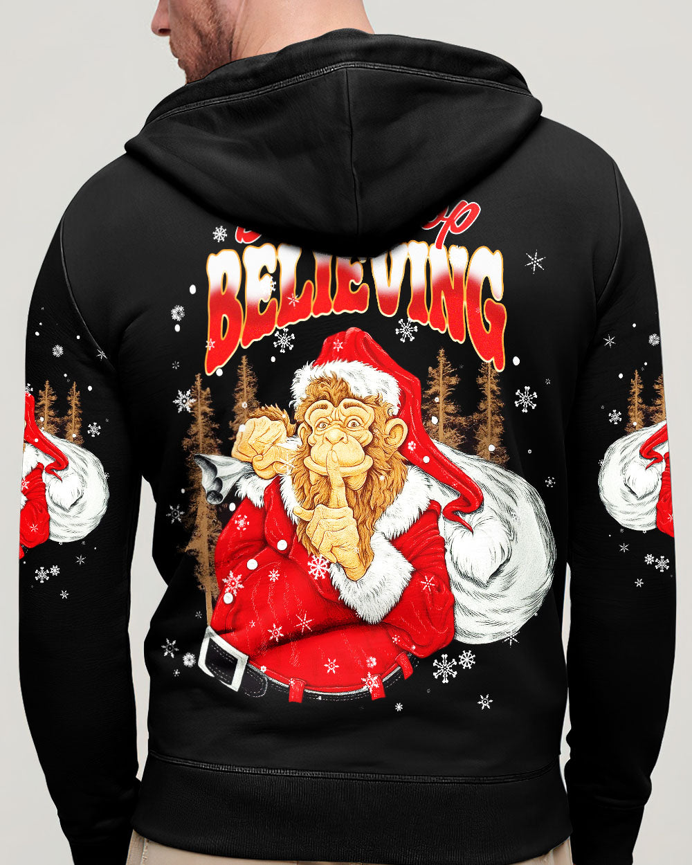 DON'T STOP BELIEVING BIGFOOT CHRISTMAS ALL OVER PRINT - TLNT0511251