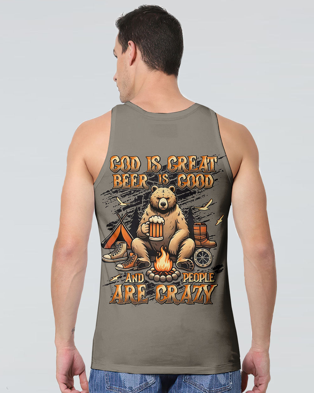 GOD IS GREAT BEER IS GOOD BEAR ALL OVER PRINT - TLNT0608251