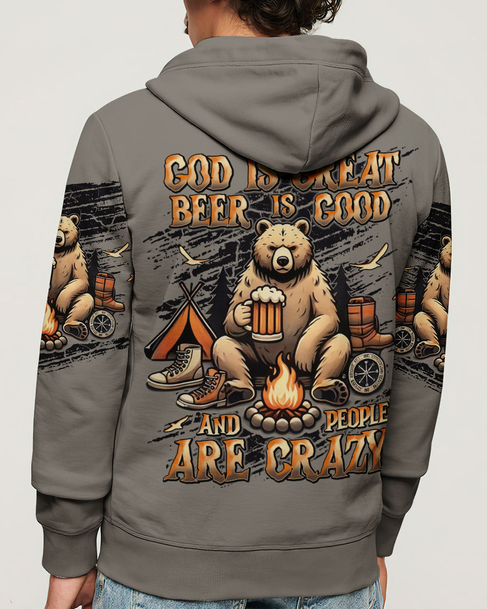 GOD IS GREAT BEER IS GOOD BEAR ALL OVER PRINT - TLNT0608251