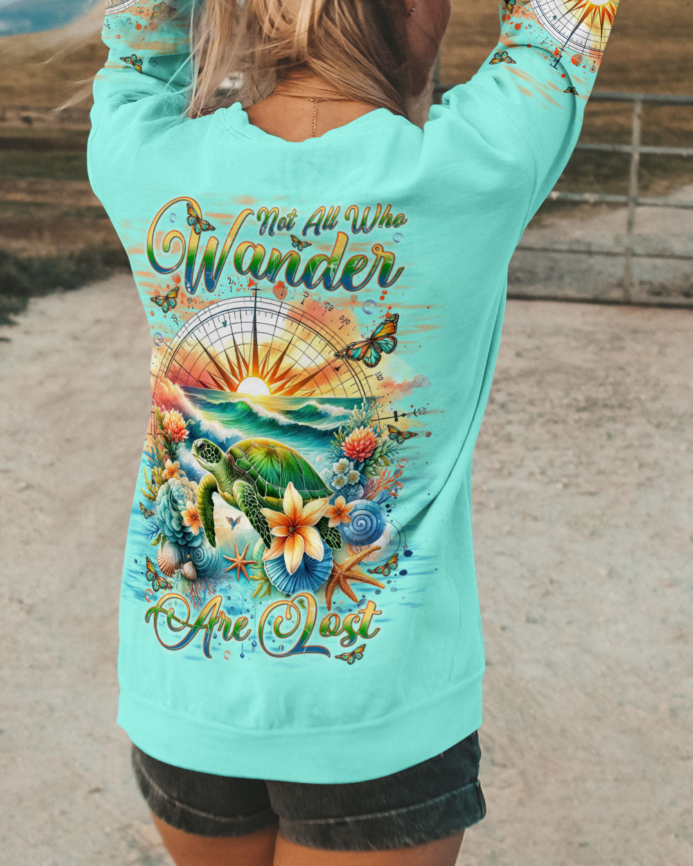 NOT ALL WHO WANDER ARE LOST TURTLE COMPASS ALL OVER PRINT - TLNT0703251