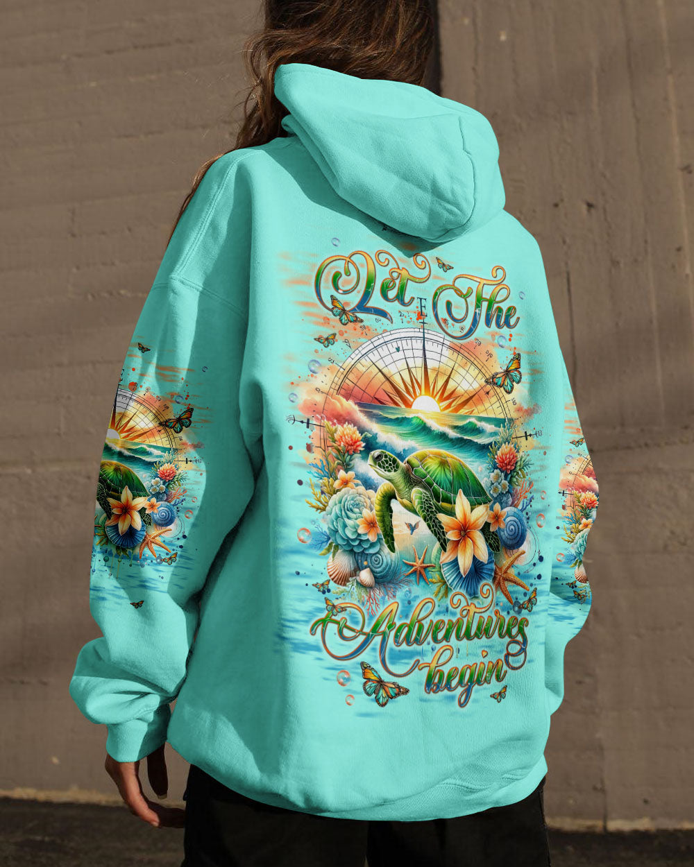 LET THE ADVENTURES BEGIN TURTLE COMPASS ALL OVER PRINT - TLNT1005246