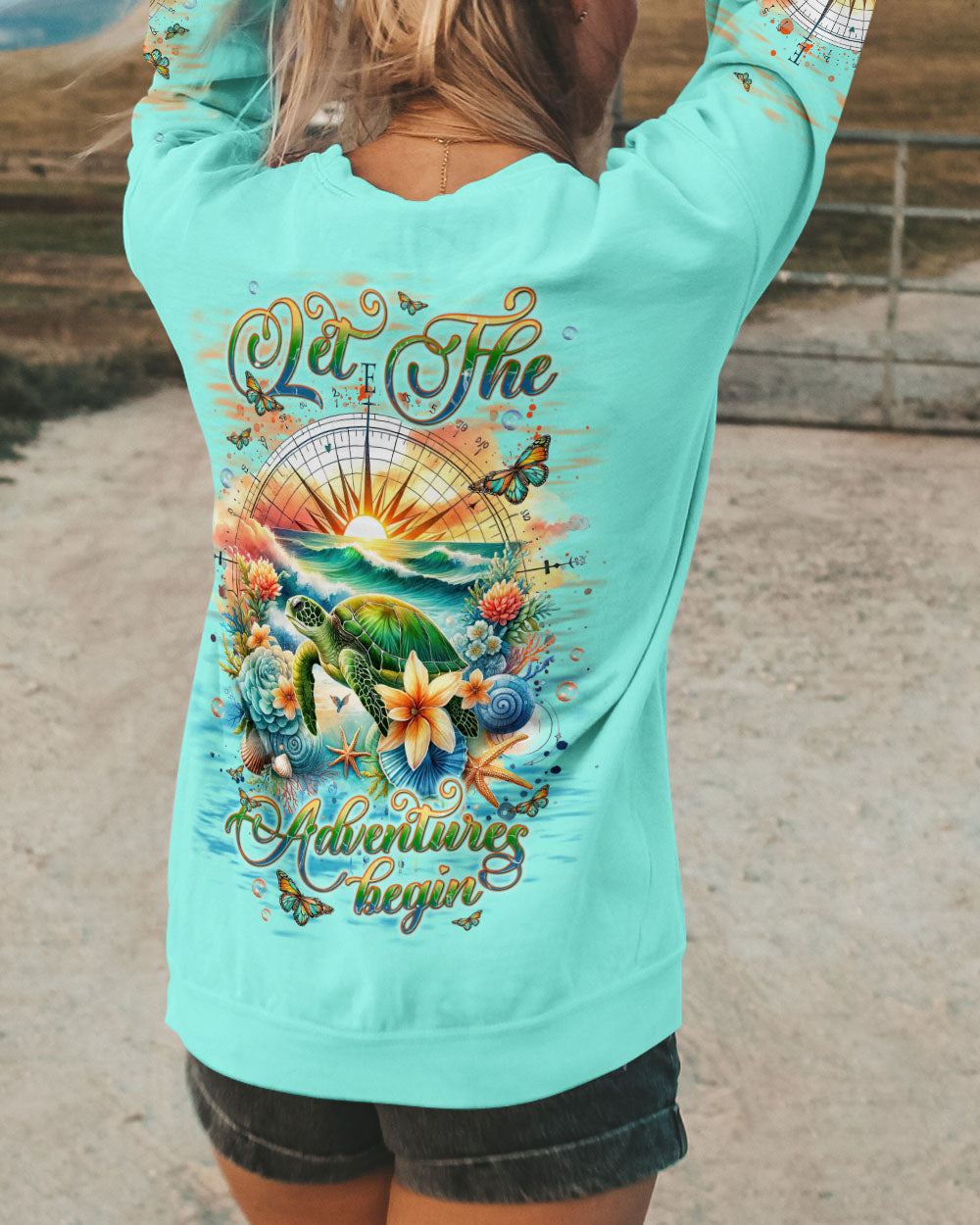LET THE ADVENTURES BEGIN TURTLE COMPASS ALL OVER PRINT - TLNT1005246