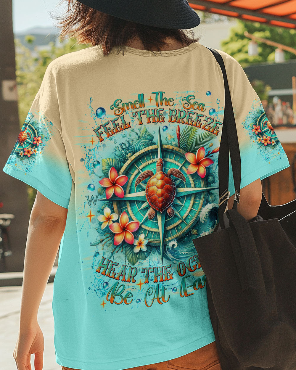 SMELL THE SEA FEEL THE BREEZE TURTLE COMPASS ALL OVER PRINT - TLNT1702251