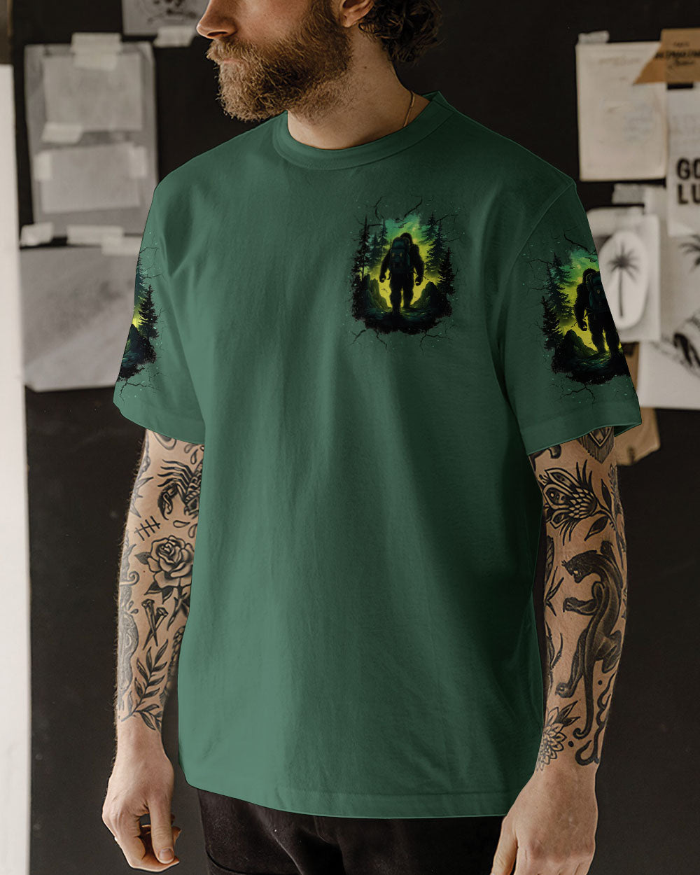 AND INTO THE FOREST I GO BIGFOOT ALL OVER PRINT - TLNT1911252