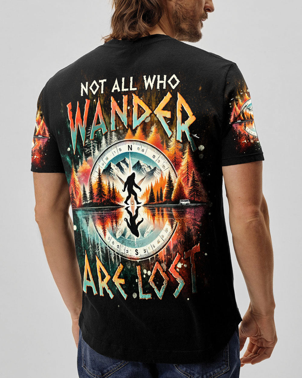 NOT ALL WHO WANDER ARE LOST BIGFOOT COMPASS ALL OVER PRINT - TLNT2201252
