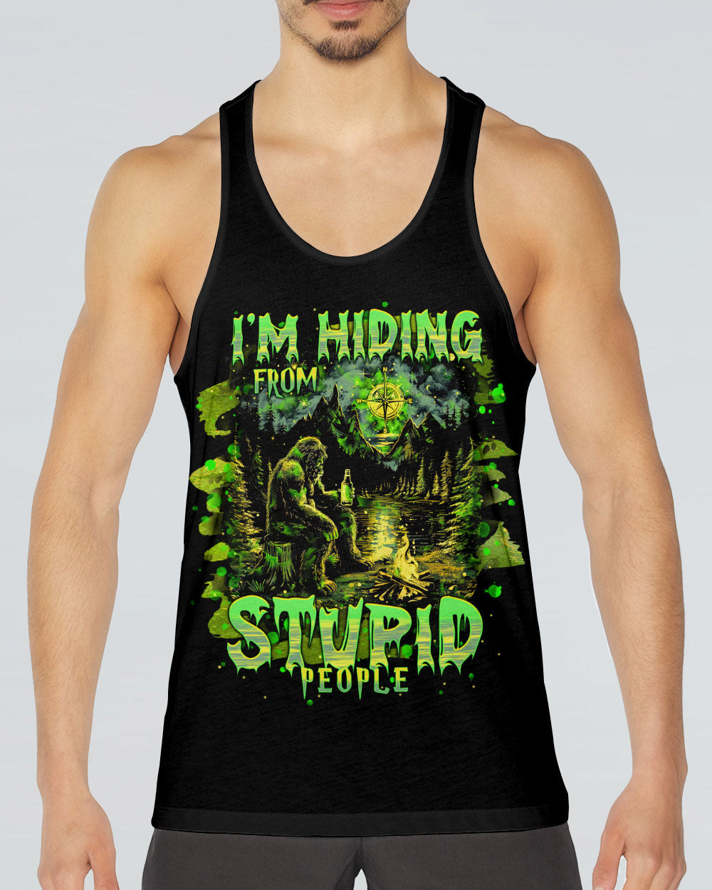 I'M HIDING FROM STUPID PEOPLE BIGFOOT ALL OVER PRINT - TLNT2802251