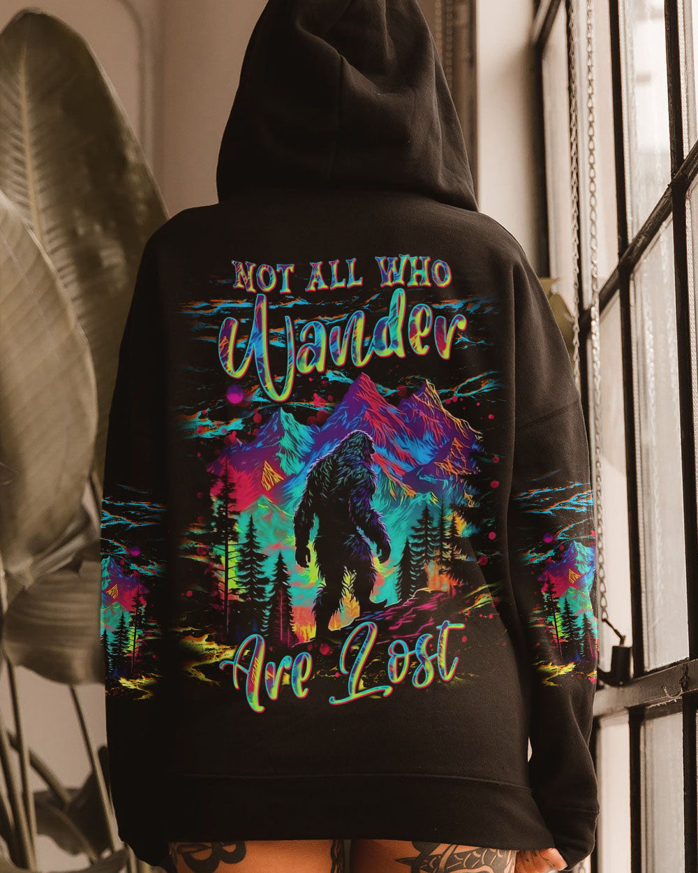 NOT ALL WHO WANDER ARE LOST BIGFOOT COLORFUL ALL OVER PRINT - TLNT2810241