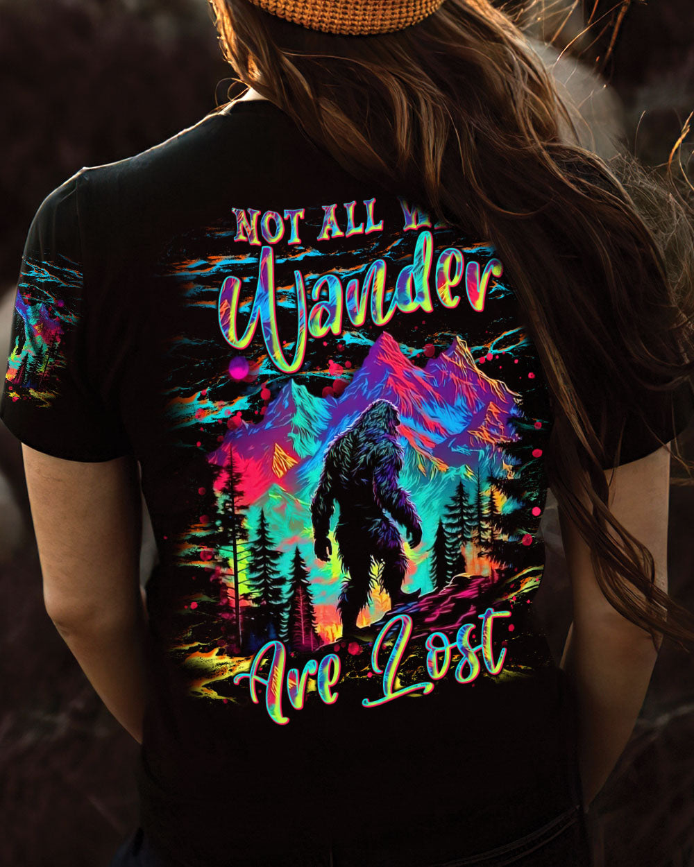 NOT ALL WHO WANDER ARE LOST BIGFOOT COLORFUL ALL OVER PRINT - TLNT2810241