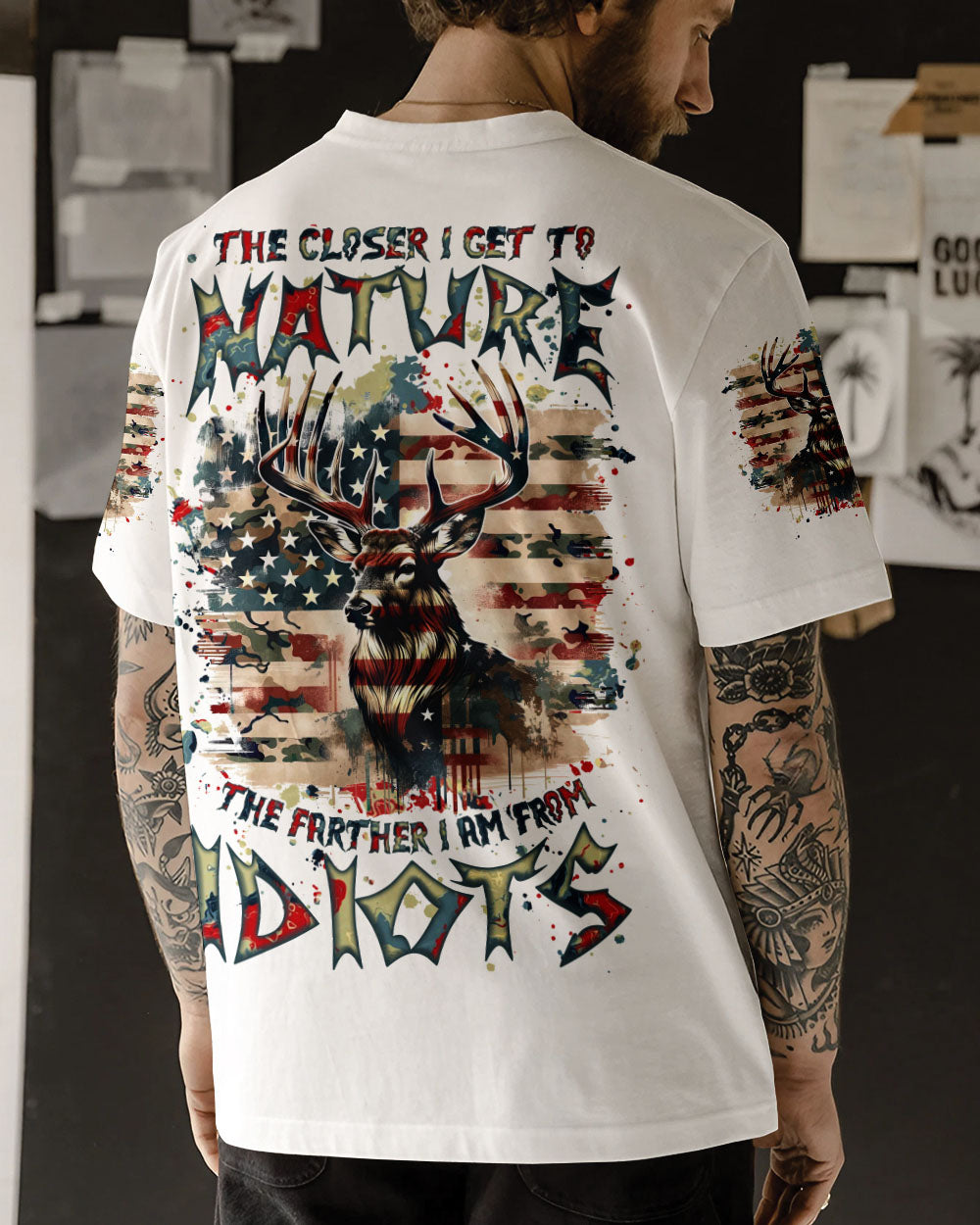 THE CLOSER I GET TO NATURE DEER HUNTING ALL OVER PRINT - TLNZ0409242