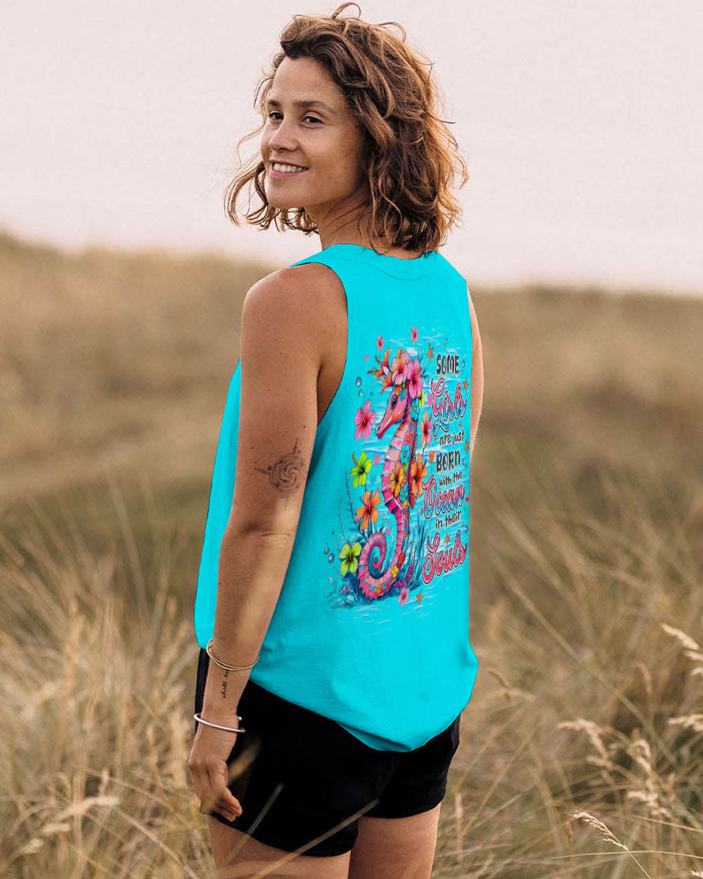 SOME GIRLS ARE JUST BORN SEAHORSE WATERCOLOR ALL OVER PRINT - TLNZ1109252