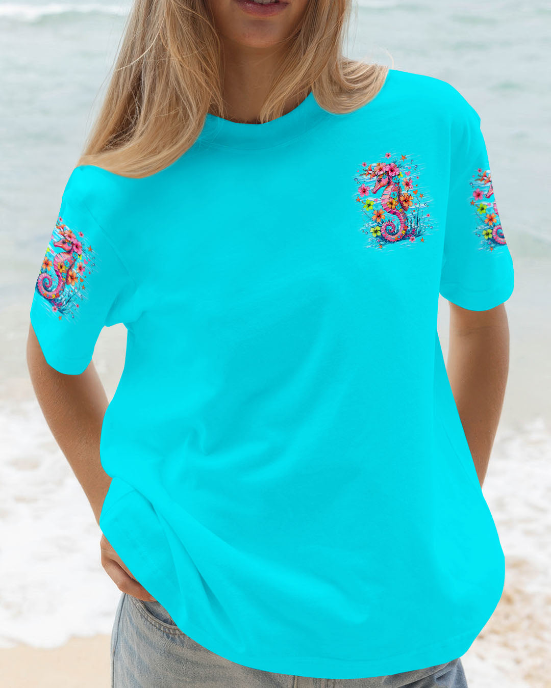 SOME GIRLS ARE JUST BORN SEAHORSE WATERCOLOR ALL OVER PRINT - TLNZ1109252