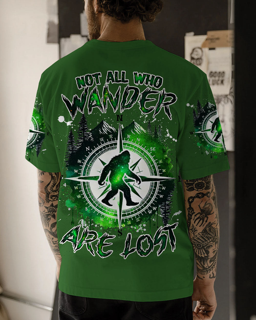  NOT ALL WHO WANDER ARE LOST BIGFOOT COMPASS ALL OVER PRINT - TLNZ1211244