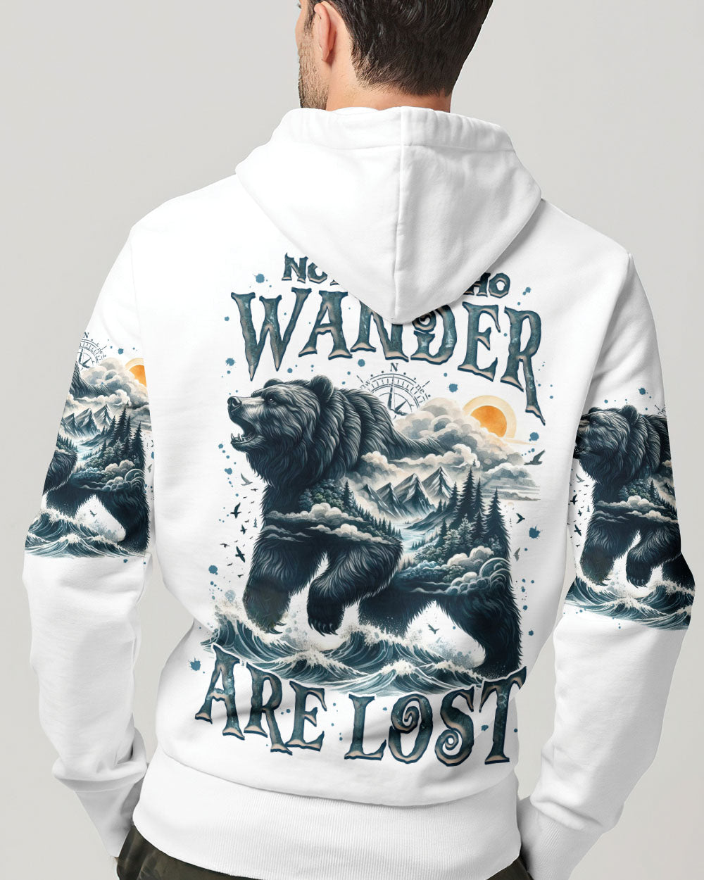 NOT ALL WHO WANDER ARE LOST BEAR COMPASS ALL OVER PRINT - TLNZ1312242