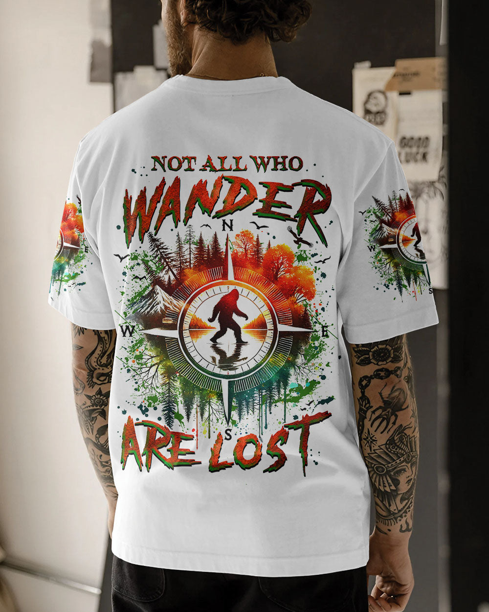 NOT ALL WHO WANDER ARE LOST BIGFOOT COMPASS ALL OVER PRINT  - TLNZ1912244