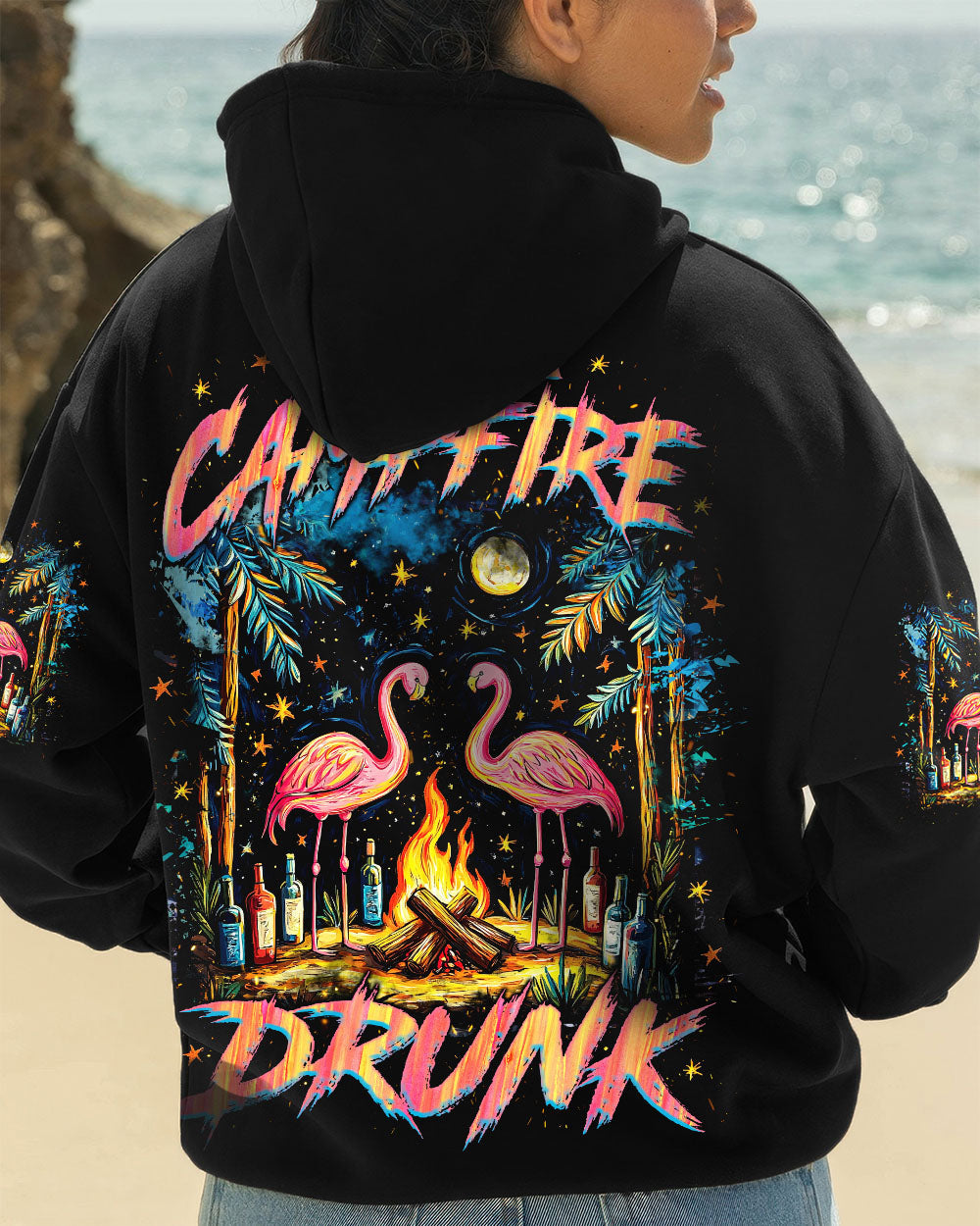 LET'S GET CAMPFIRE DRUNK FLAMINGO ALL OVER PRINT - TLNZ2808251